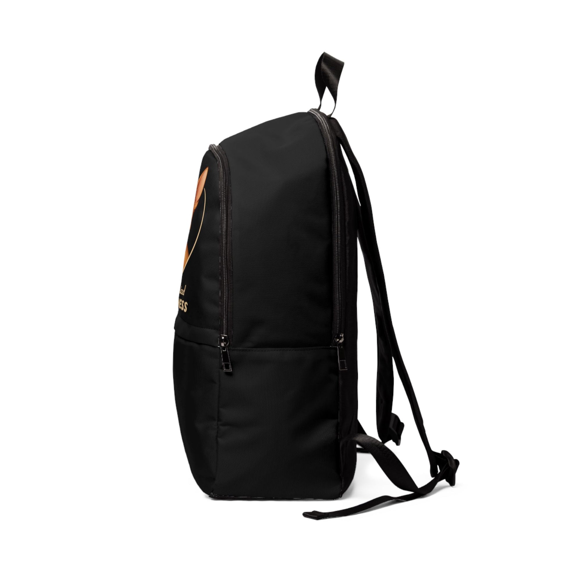 Black backpack on a white background