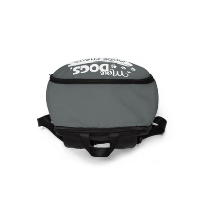 Gray pet carrier with black straps on a white background