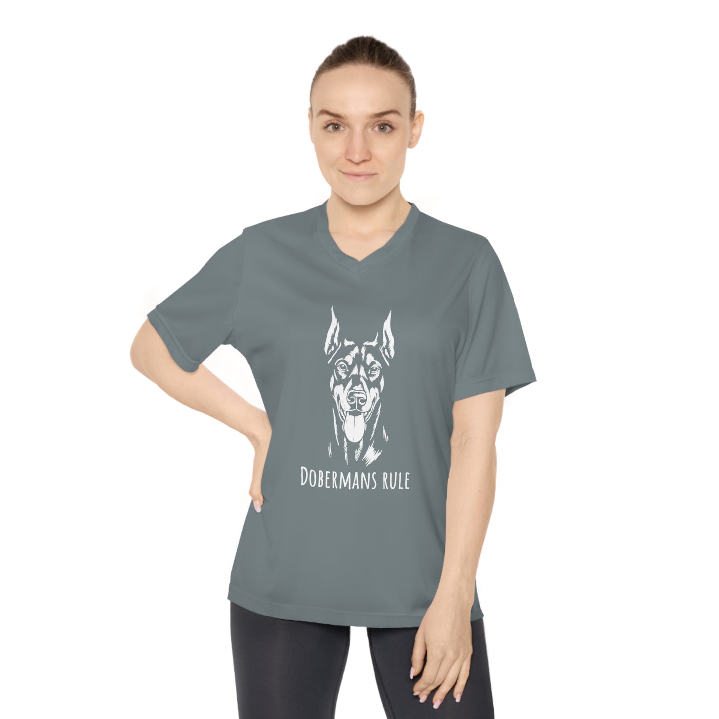 Women's Performance V-Neck T-Shirt Dobermans Rule